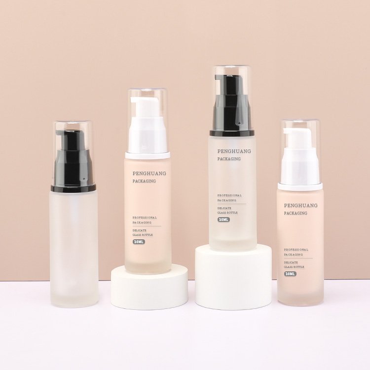 30ml Glass Liquid Foundation Bottle Lotion Pump Face Bottle Moisturizer Sunblock 1oz Skin Care Glass Cream bottle