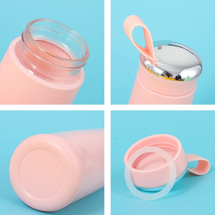 Cute Children Borosilicate Glass Drink Bottle Custom Logo Botella De Agua De Vidrio Glass Gourdes Enfant Water Bottles