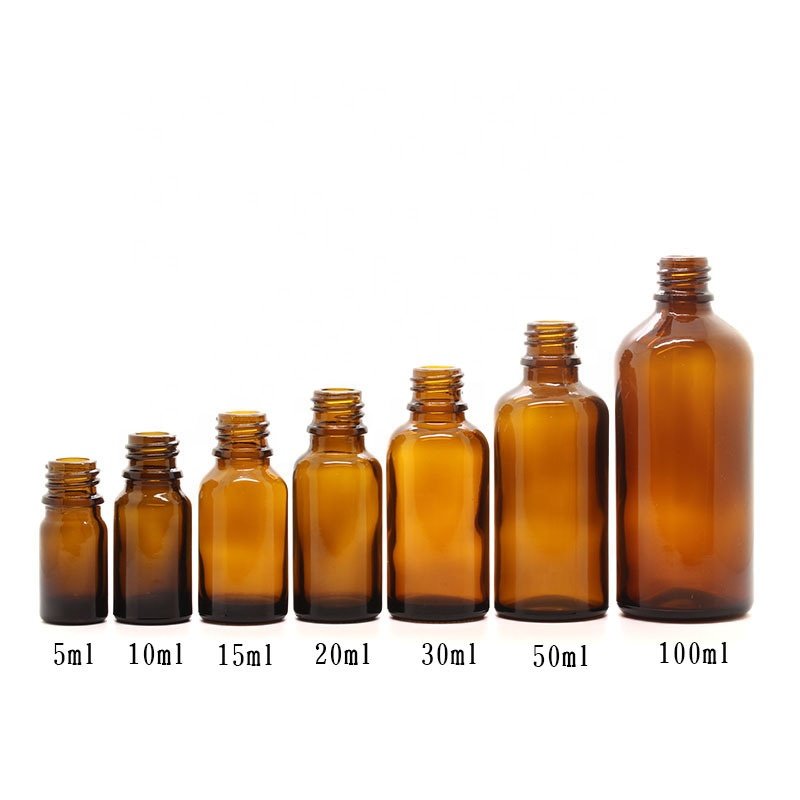 frosted amber glass bottle 5ml 10ml 15ml 20 ml 30 ml 50 ml 100 ml brown glass cosmetic bottle with 18mm bamboo spray pump