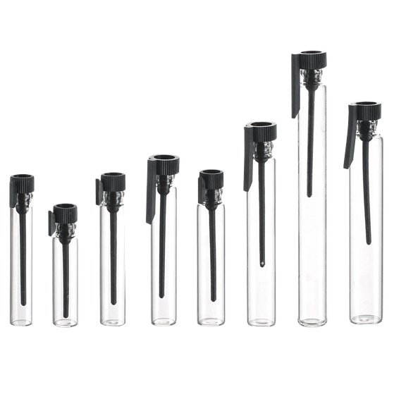 mini perfume sample tester glass vials fragrance glass bottle 0.8ml 1.5ml 1ml 2ml
