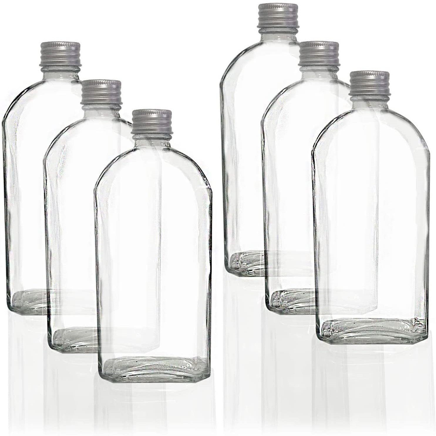 High quality Flat Square Sloping Shoulder Empty Glass Bottle For Liquor Wine Milk Coffee Kombucha Tea Drinking