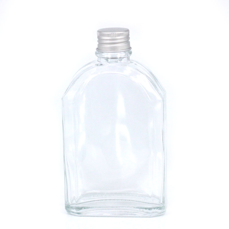 High quality Flat Square Sloping Shoulder Empty Glass Bottle For Liquor Wine Milk Coffee Kombucha Tea Drinking