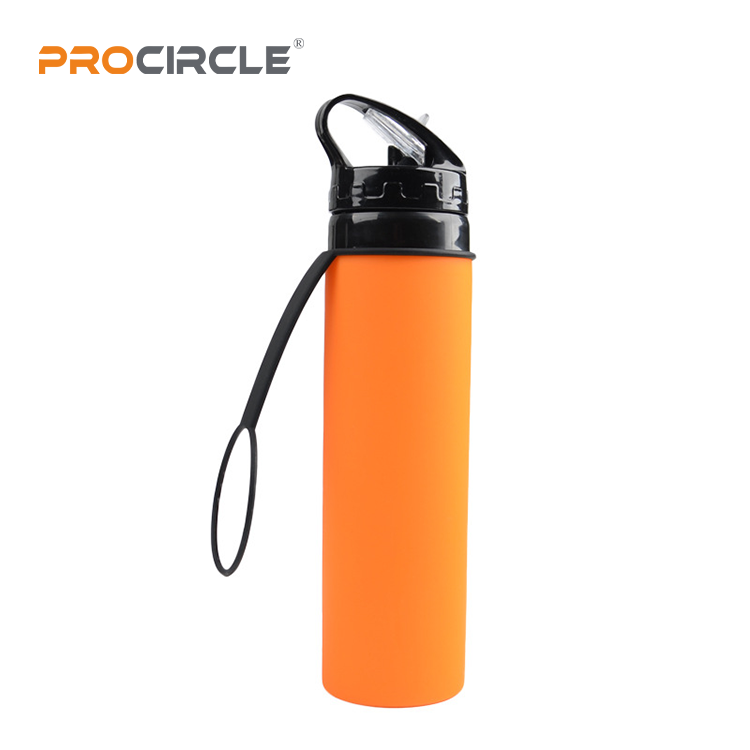 JF600 Collapsible Water Bottle 20oz Silicone Foldable Water Bottles Leakproof BPA Free Travel Water Bottles