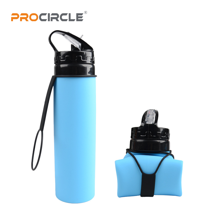 JF600 Collapsible Water Bottle 20oz Silicone Foldable Water Bottles Leakproof BPA Free Travel Water Bottles