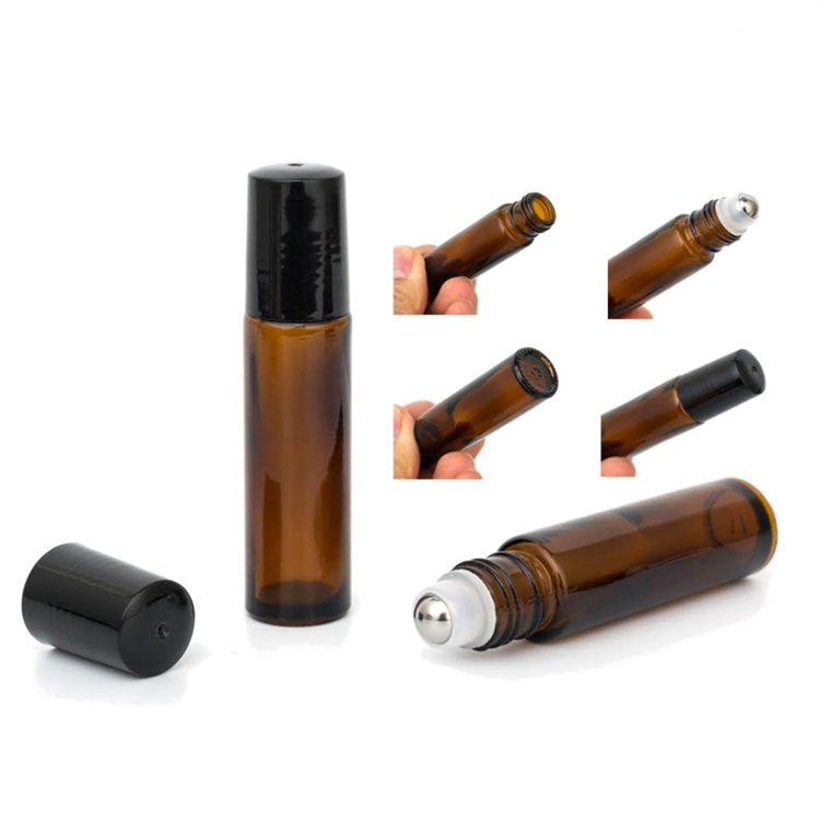 30ml glass perfume vial roll on bottle amber cosmetic glass empty essential oil roller bottle