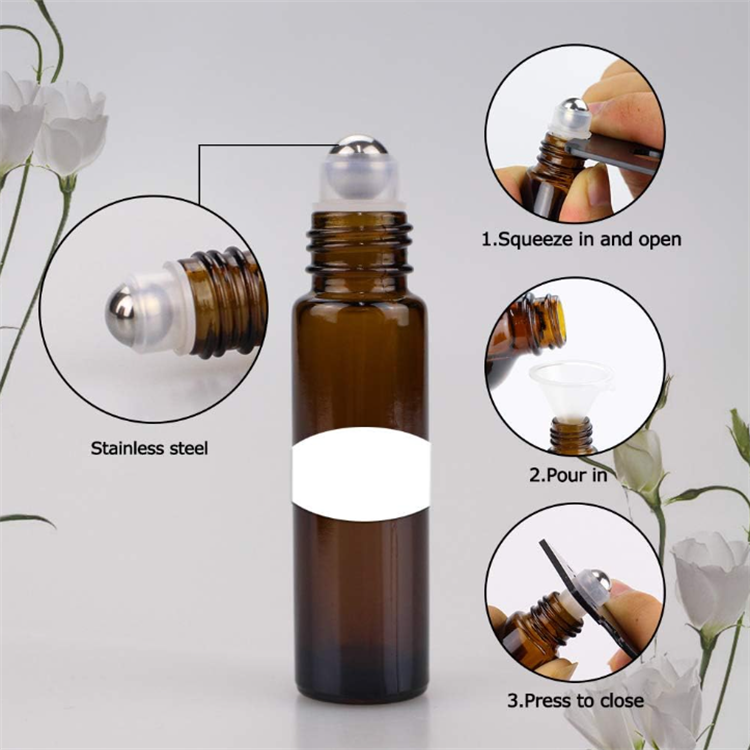 30ml glass perfume vial roll on bottle amber cosmetic glass empty essential oil roller bottle