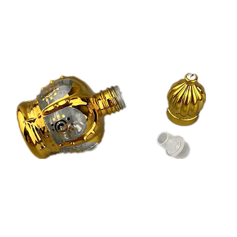 15ml Gold Plating Roll On Glass Bottle With Crown UV Cap Roller Essential Oil Ball Bottle Portable Refillable Perfume Bottle
