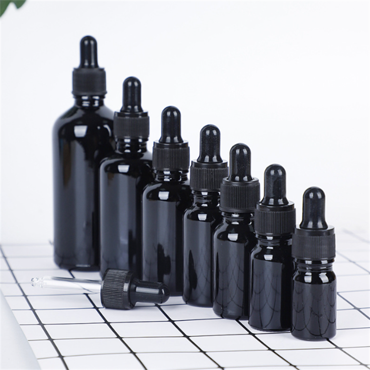 5ml 10ml 15ml 20ml 30ml 50ml 100ml spray matte black dropper bottle black cosmetic essential oil glass bottle