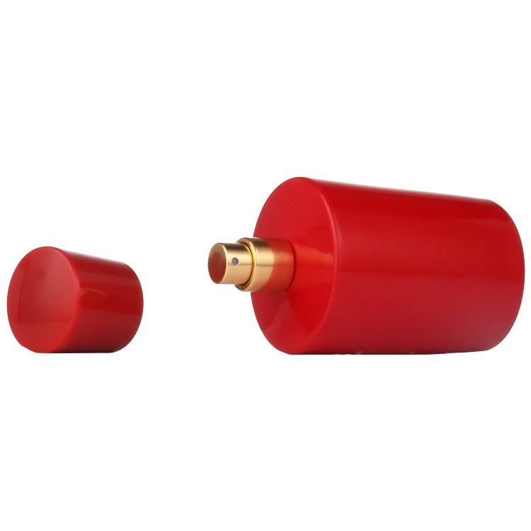 Hot selling 100ml luxury round black red female cosmetic glass bottle perfume for sale