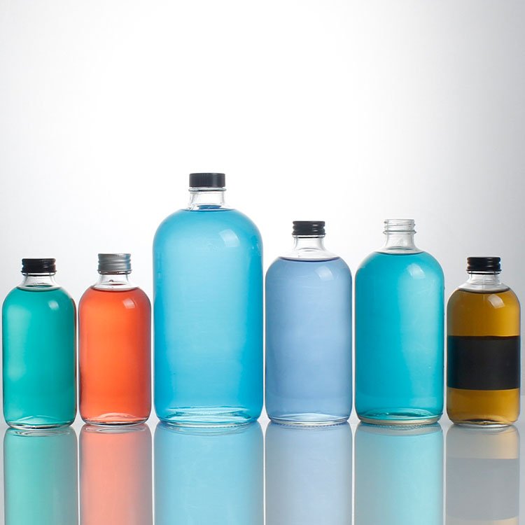Customized logo 240ml 300ml 480ml 8oz 10oz 16oz flint beverage kombucha alcohol juice water drink glass bottle with cap