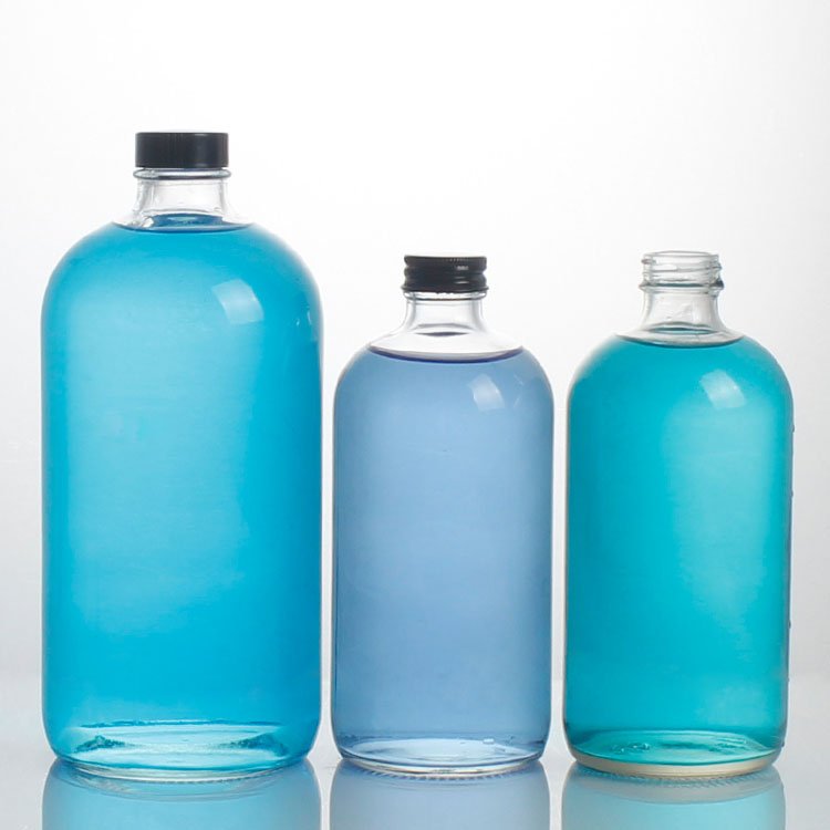 Customized logo 240ml 300ml 480ml 8oz 10oz 16oz flint beverage kombucha alcohol juice water drink glass bottle with cap