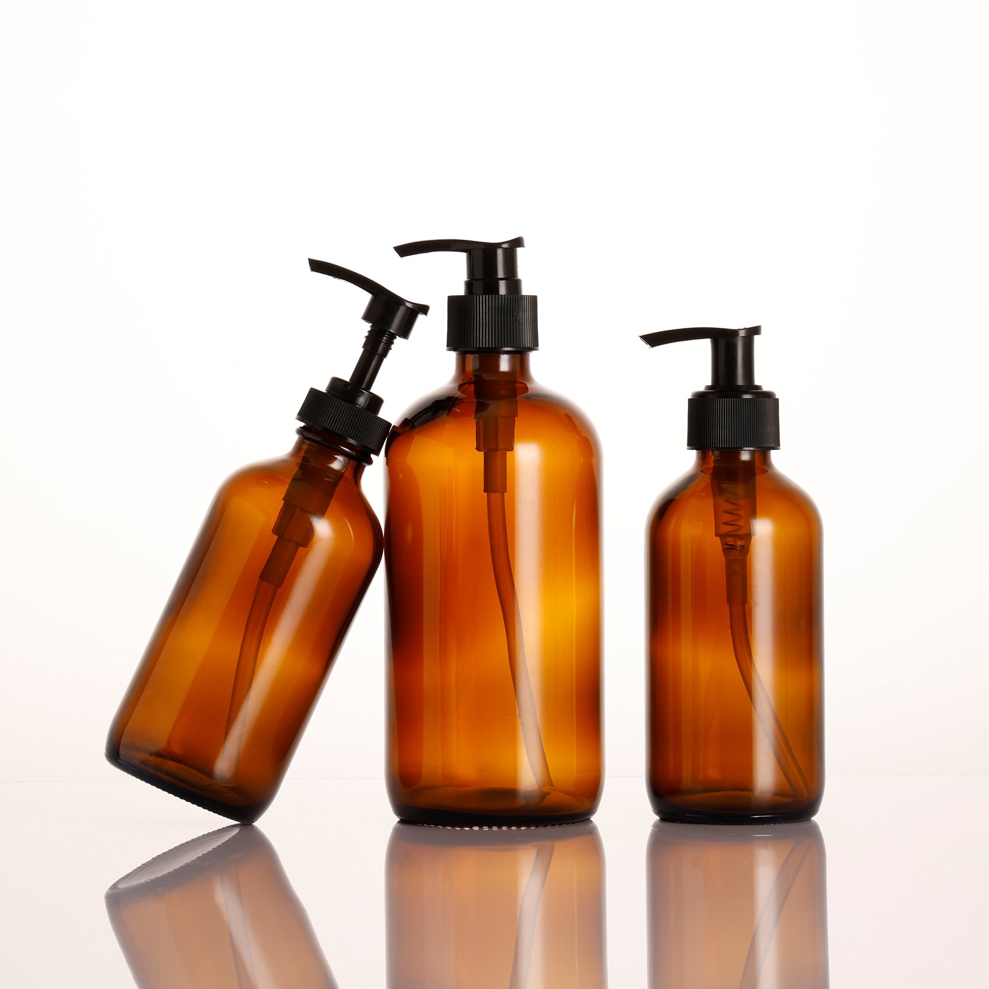 hot sell glass 8 oz / ounce 250ml 16 oz / 500 ml boston bottles with lotion dispensers for shampoo, lotion