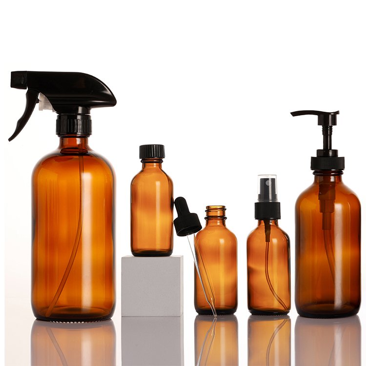 hot sell glass 8 oz / ounce 250ml 16 oz / 500 ml boston bottles with lotion dispensers for shampoo, lotion