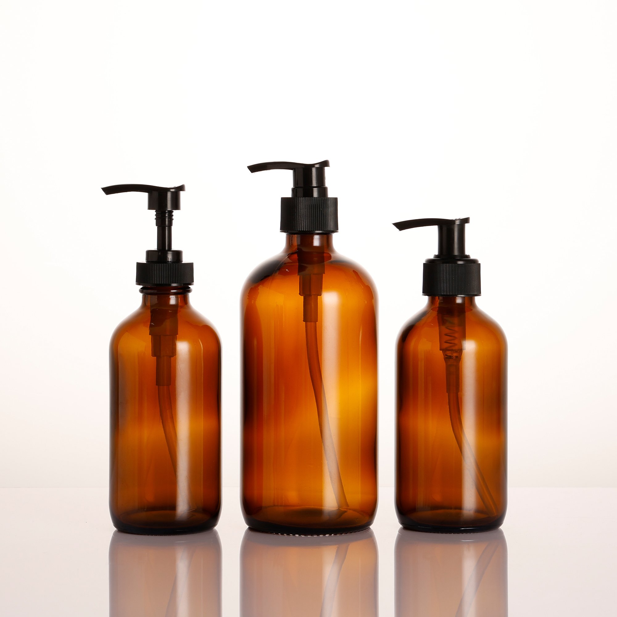 hot sell glass 8 oz / ounce 250ml 16 oz / 500 ml boston bottles with lotion dispensers for shampoo, lotion