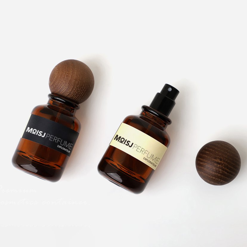 30ml Amber Walnut Wood Color Luxury Empty Cylinder Perfume Spray Glass Bottle With Wood Cap
