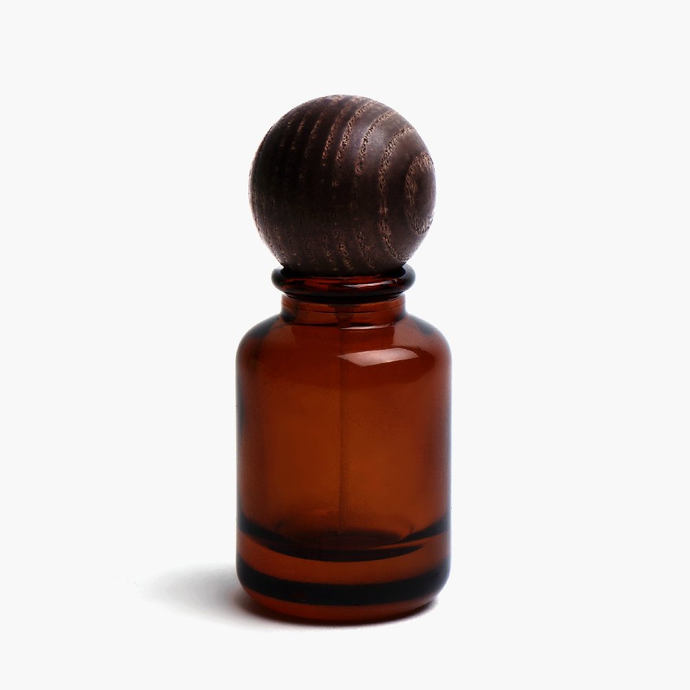 30ml Amber Walnut Wood Color Luxury Empty Cylinder Perfume Spray Glass Bottle With Wood Cap