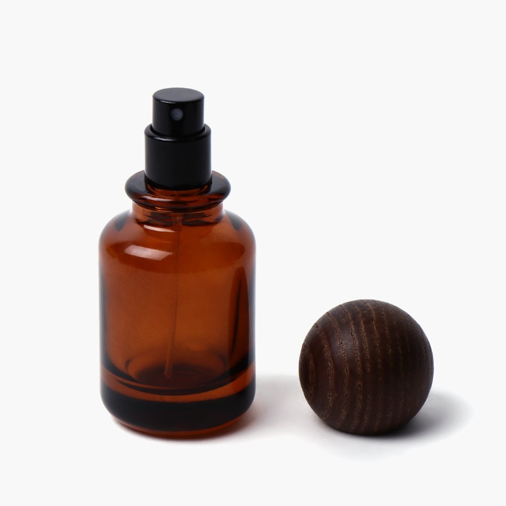 30ml Amber Walnut Wood Color Luxury Empty Cylinder Perfume Spray Glass Bottle With Wood Cap