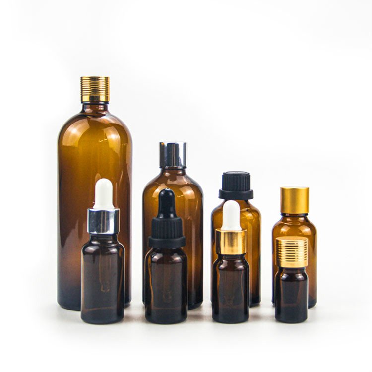 Factory Custom Glass Hair Essential Oil Bottle 10ml 15ml 20ml 30ml Square Essence Serum Dropper Bottle With Screw Caps