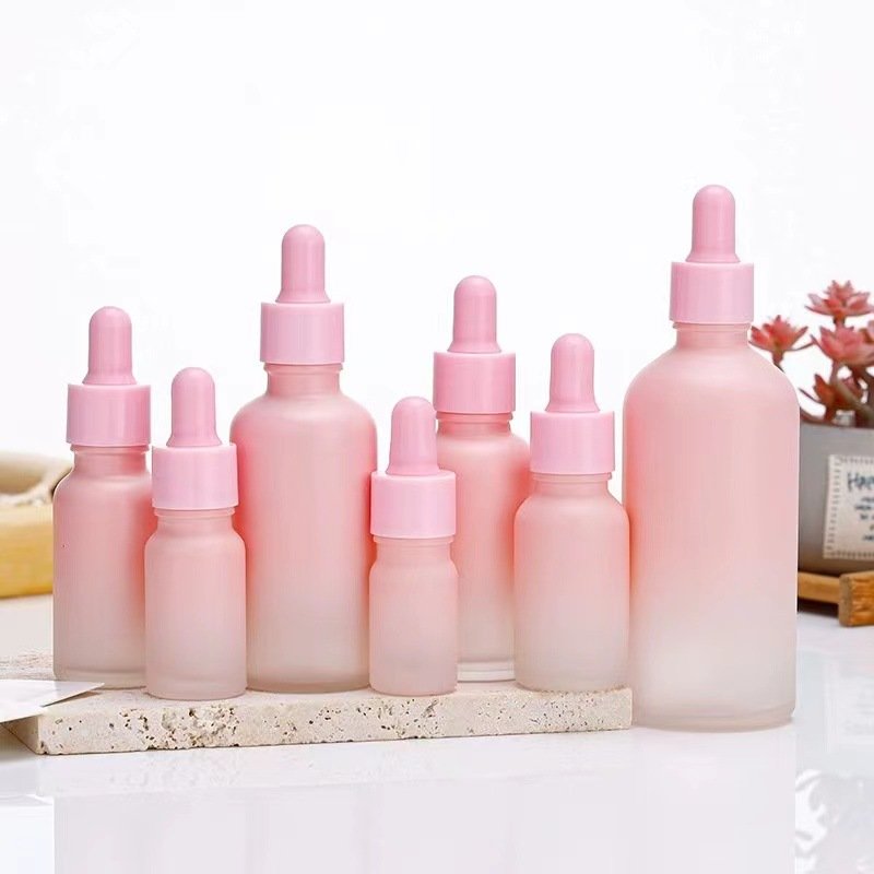 Factory Custom Glass Hair Essential Oil Bottle 10ml 15ml 20ml 30ml Square Essence Serum Dropper Bottle With Screw Caps