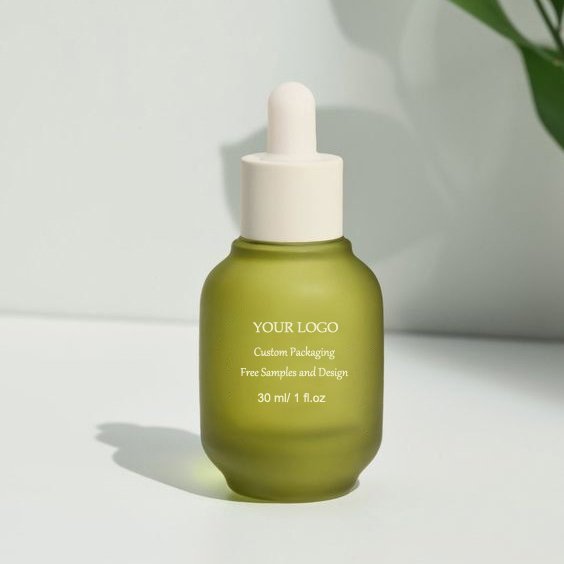 30ml Cosmetic Skincare Packaging Clear frosetd Orange Blue Beard Hair Essential Oil Serum Glass Dropper Bottle with Eye Dropper