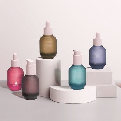 30ml Cosmetic Skincare Packaging Clear frosetd Orange Blue Beard Hair Essential Oil Serum Glass Dropper Bottle with Eye Dropper
