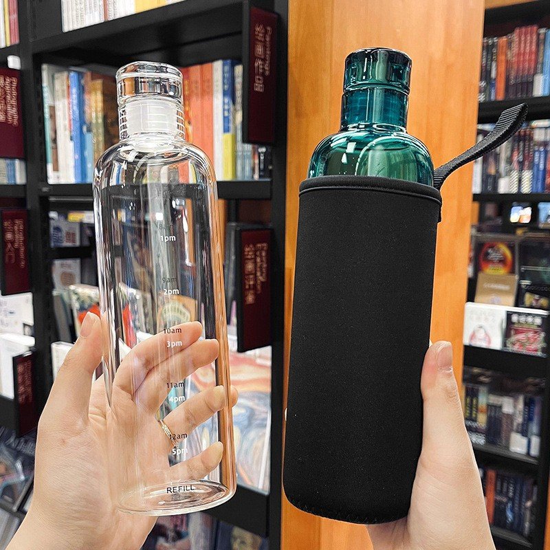Wholesale Personalized Style Insulated Transparent Glass Water Bottle Custom Printed With Box Packaging