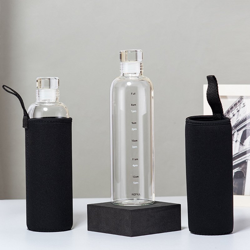 Wholesale Personalized Style Insulated Transparent Glass Water Bottle Custom Printed With Box Packaging