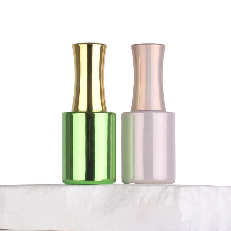 Factory customized cosmetic nail polish UV gel glass bottle electroplating process nail polish bottle with brush cap