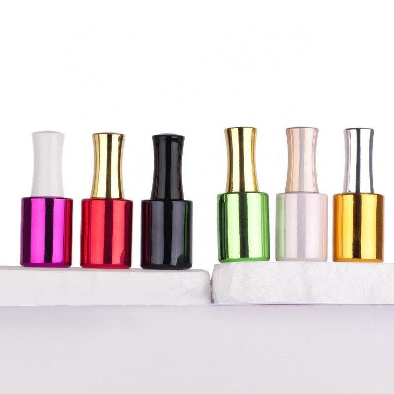 Factory customized cosmetic nail polish UV gel glass bottle electroplating process nail polish bottle with brush cap