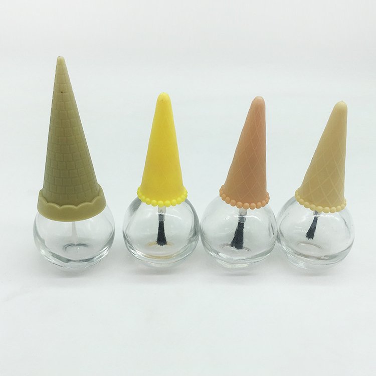 Custom Logo Empty Gel Polish 10ml 15ml Glass Bottle Kawaii Ice Cream Nail Polish Bottle with Brush