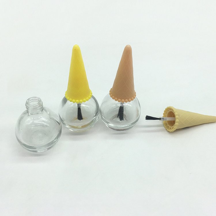 Custom Logo Empty Gel Polish 10ml 15ml Glass Bottle Kawaii Ice Cream Nail Polish Bottle with Brush