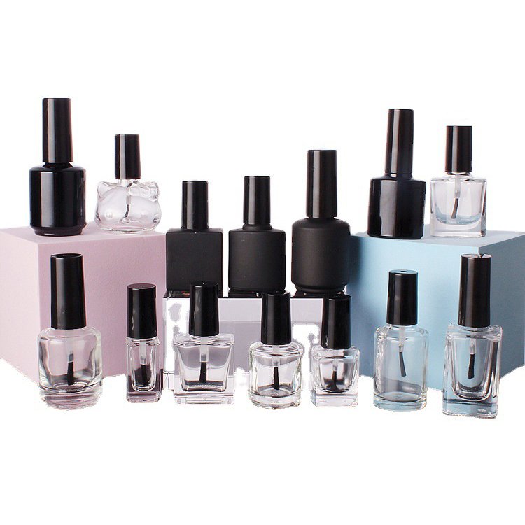 Custom Logo Empty Gel Polish 10ml 15ml Glass Bottle Kawaii Ice Cream Nail Polish Bottle with Brush