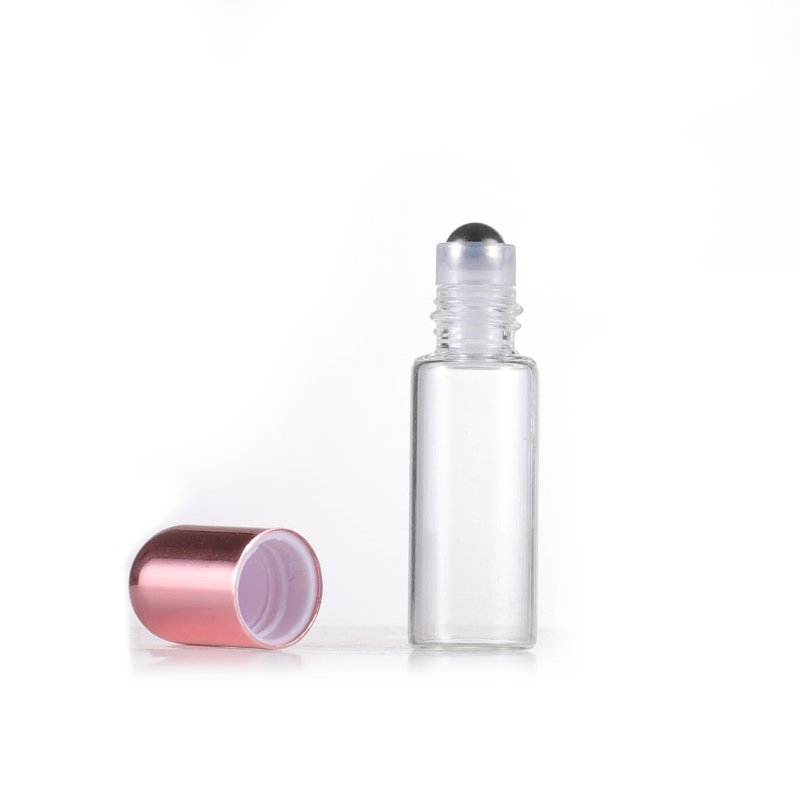 Custom 1ml 2ml 3ml Mini Glass Rose Gold Roll On Bottle Small Size Portable Travel Perfume Oils Cosmetic with Round Aluminum Cap