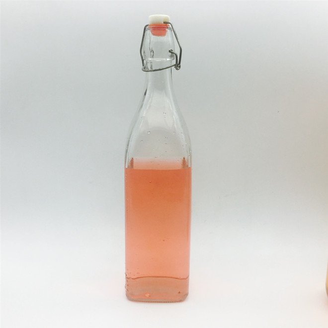 wholesale swing top square round shape 1000ml 1liter juice milk glass bottle for liquor