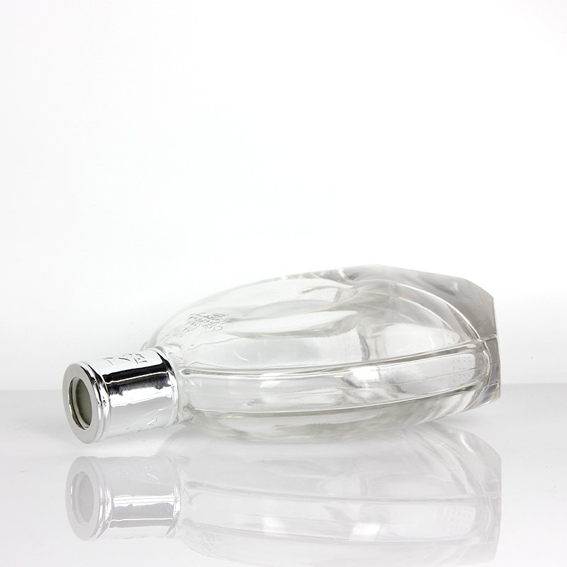 Custom Super Flint Clear Round Design Empty Alcohol Brandy Gin Rum Vodka Tequila Whisky Liquor Glass Bottle