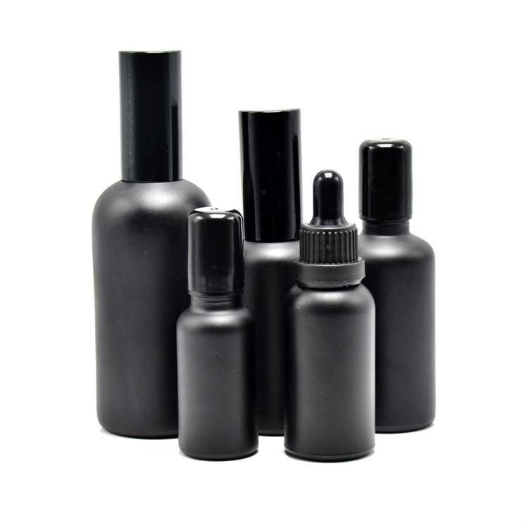5ml 10ml 20ml 30ml 50ml matte frosted glass dropper black bottle