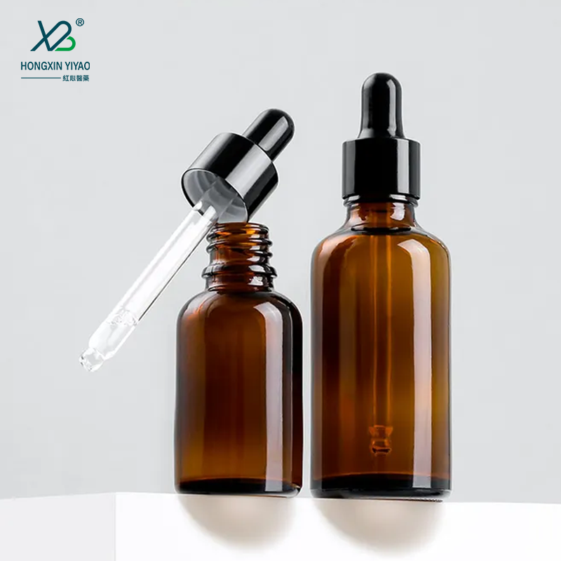 Black circle black plastic head dropper+YB tawny essential oil bottle brown glass bottle