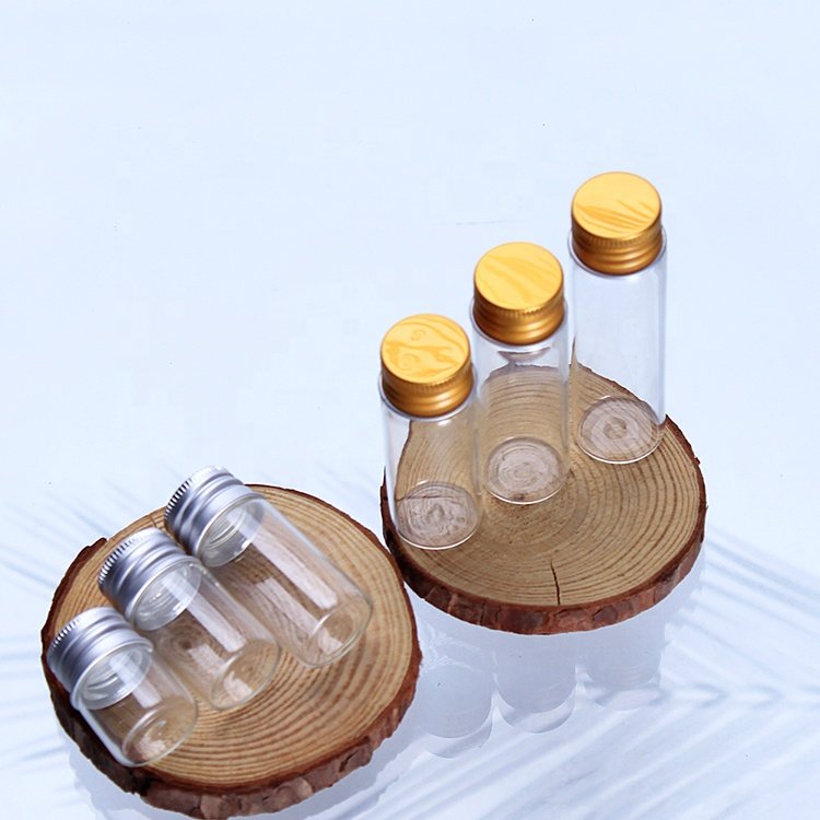 22mm diameter clear small Vials Jars 5ml Wishing Glass Bottle with Silver Aluminium Lid