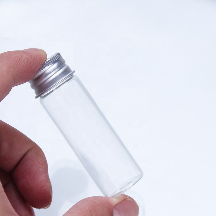 22mm diameter clear small Vials Jars 5ml Wishing Glass Bottle with Silver Aluminium Lid