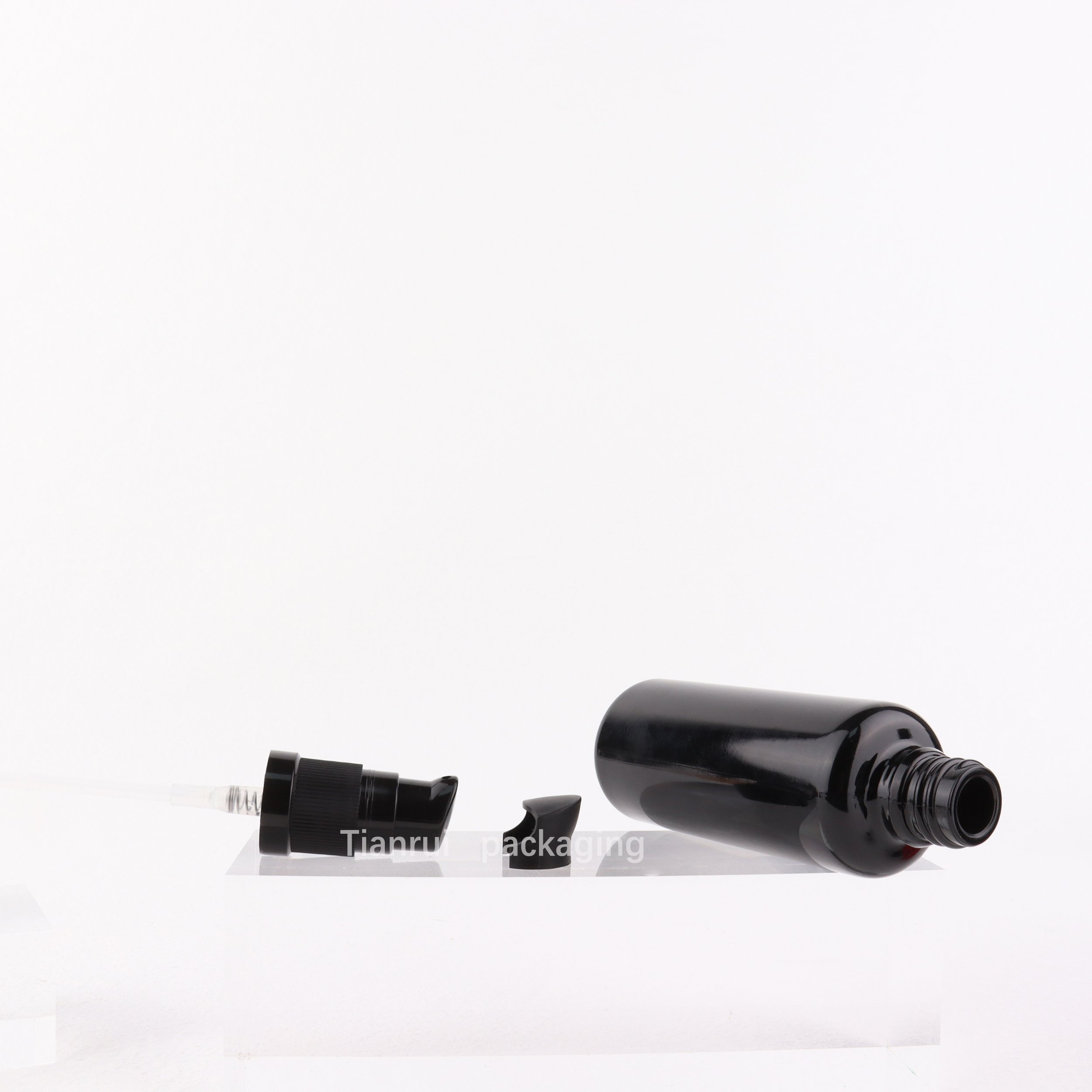Luxury Hair Oil Packaging 10ml 15ml 30ml 50ml 100 ml Lotion Bottle Black Glass Bottle With Pump Glass Essential Oil Bottle