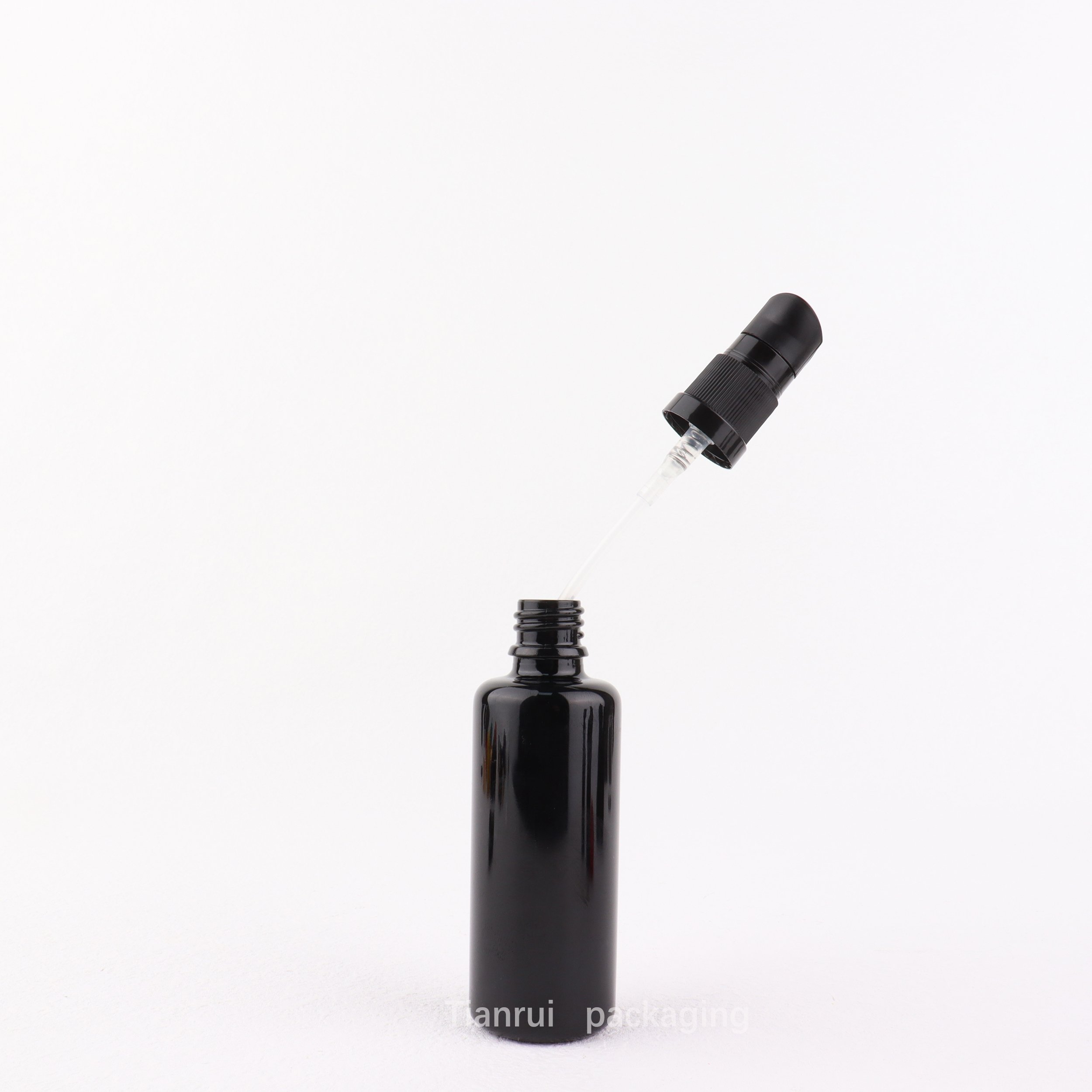 Luxury Hair Oil Packaging 10ml 15ml 30ml 50ml 100 ml Lotion Bottle Black Glass Bottle With Pump Glass Essential Oil Bottle
