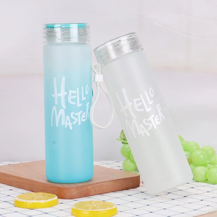 Gradient Sports Water Bottle 5-color Frosted Cup for Female Girls Pretty Gift Beauty Camping Tour Glass Sport Water Bottle