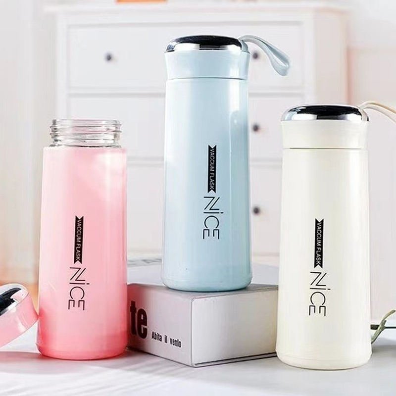 400ml Glass Liner Water Bottle Creative Glass Tumbler Cup Sport Water Bottle