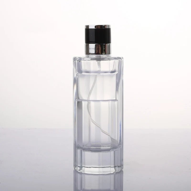 Unique 50ml 100ml Empty Perfume Glass Bottle Spray Luxury Large Perfume Bottle 100ml With box crimp pump sprayer