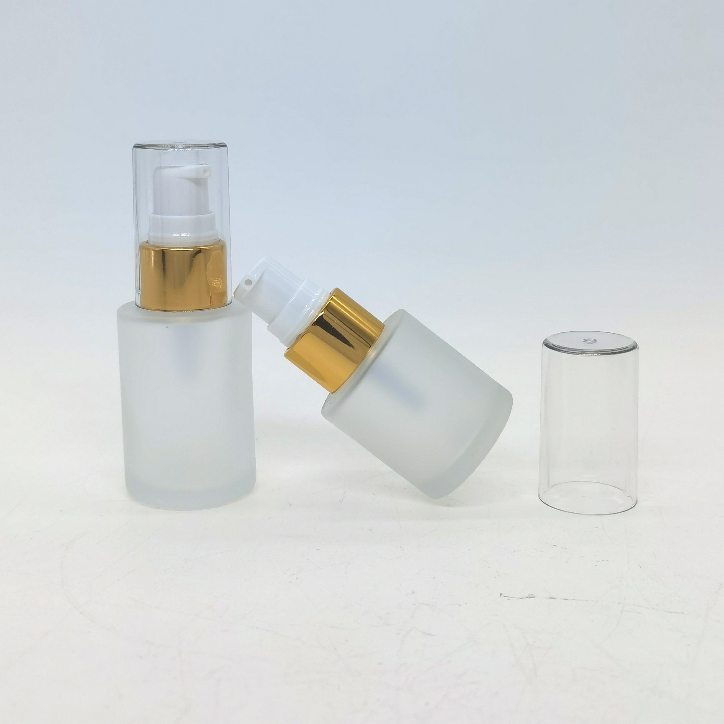 Frosted Glass Frosted Pump lotion Dispenser Bottle Cream Bottle Skincare Packaging Cosmetic Pump Glass Bottle