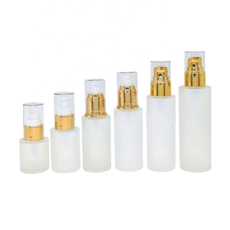 Frosted Glass Frosted Pump lotion Dispenser Bottle Cream Bottle Skincare Packaging Cosmetic Pump Glass Bottle