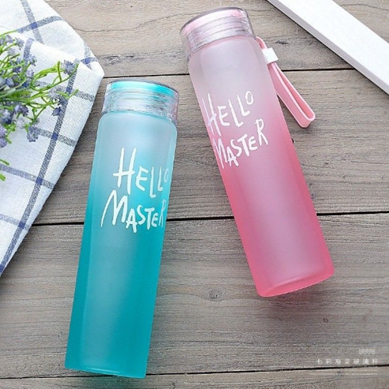 Wholesale Custom Letter Glass Water Cup Colorful Frosted Cheap Glass Drinking Bottle With Lid