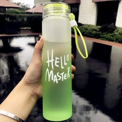 Wholesale Custom Letter Glass Water Cup Colorful Frosted Cheap Glass Drinking Bottle With Lid