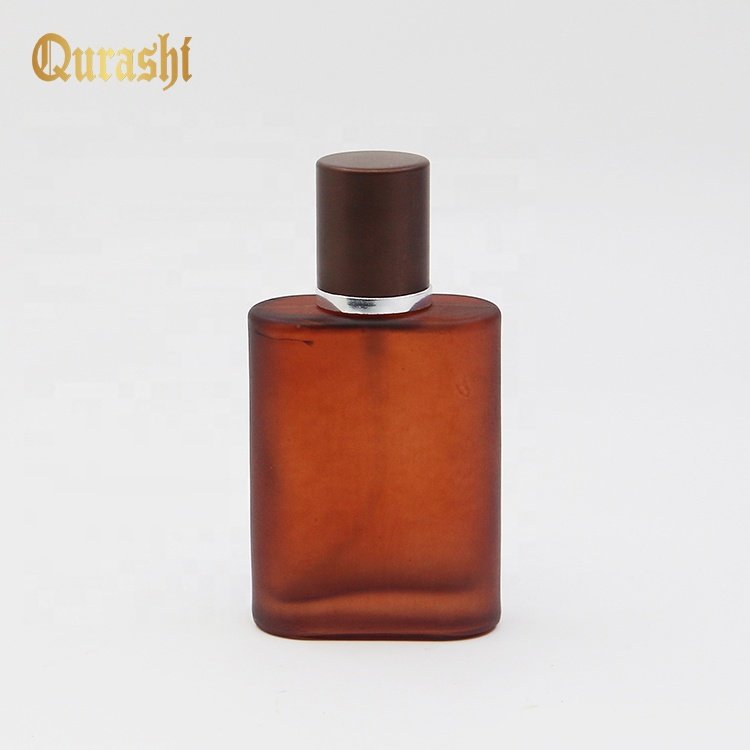 30ML oblate shape popular wholesale perfume set coated colors aluminum spray cap empty glass bottle