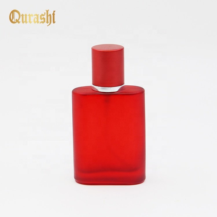 30ML oblate shape popular wholesale perfume set coated colors aluminum spray cap empty glass bottle